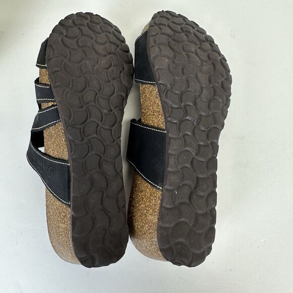 Sabatini Memory System Black Leather Slide Sandal Cork Wedge Shoes EU 38‎ US 7.5 - Picture 7 of 8